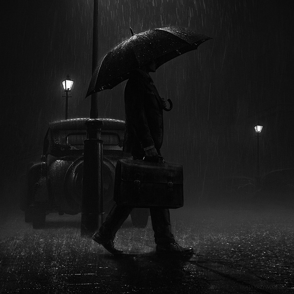 雨の中の紳士