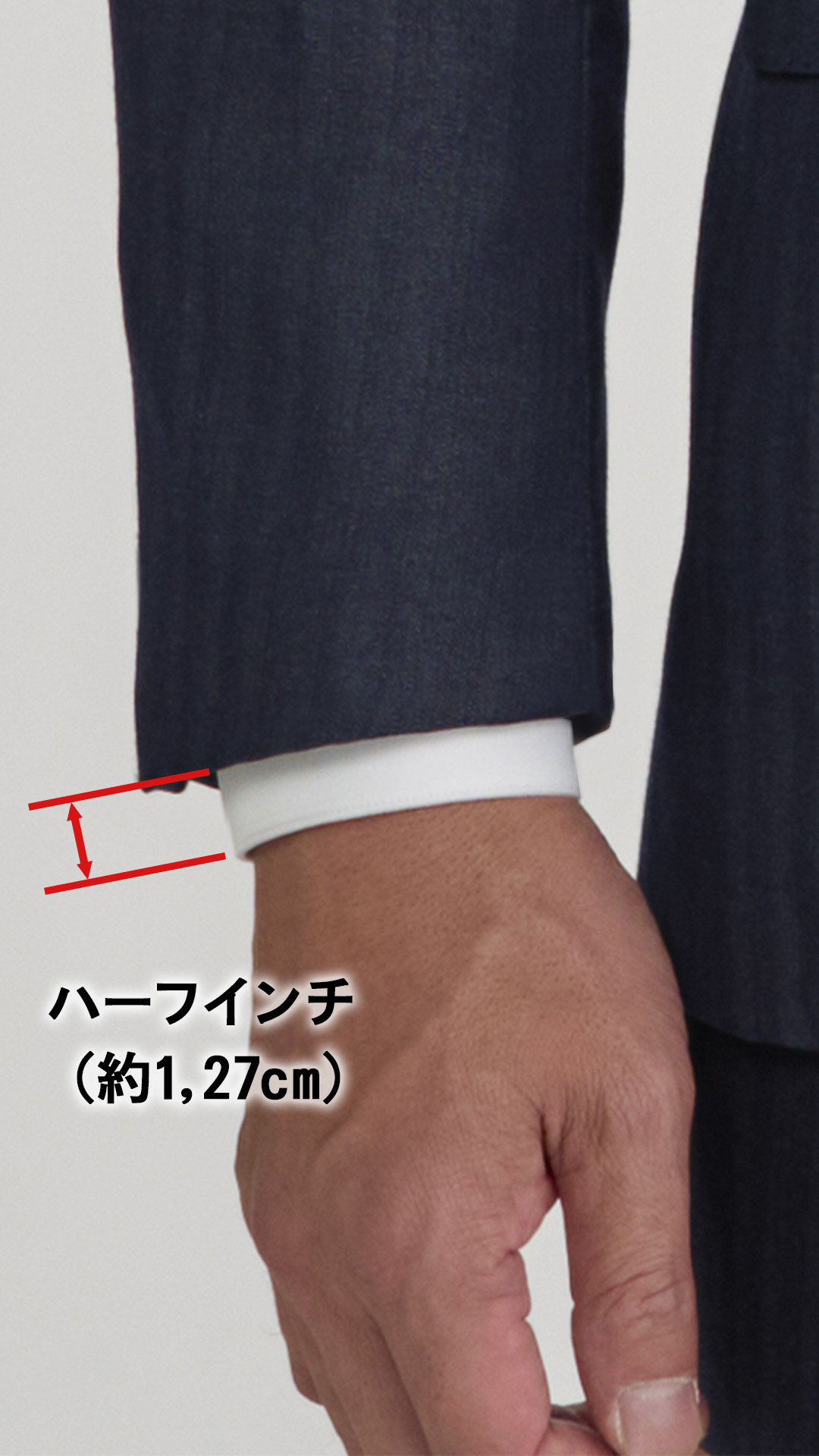 袖口のハーフインチ